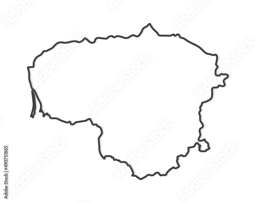 black outline of Lithuania map- vector illustration
