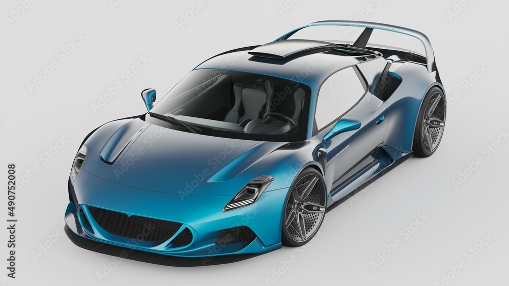 3D rendering of a brand-less generic concept car