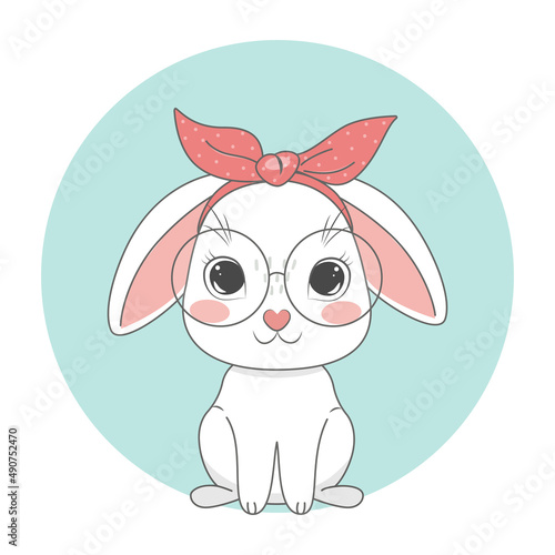 Cute easter bunny. Spring holiday. Vector illustration. © Nadzezhda