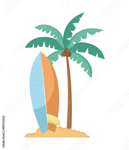 surfboard and palm