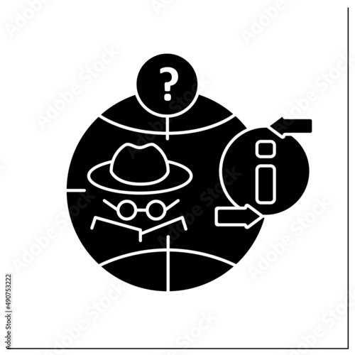 Anonymous social networks glyph icon. Share, interact around content and information anonymously.Authentic and safe communication.New media.Filled flat sign. Isolated silhouette vector illustration