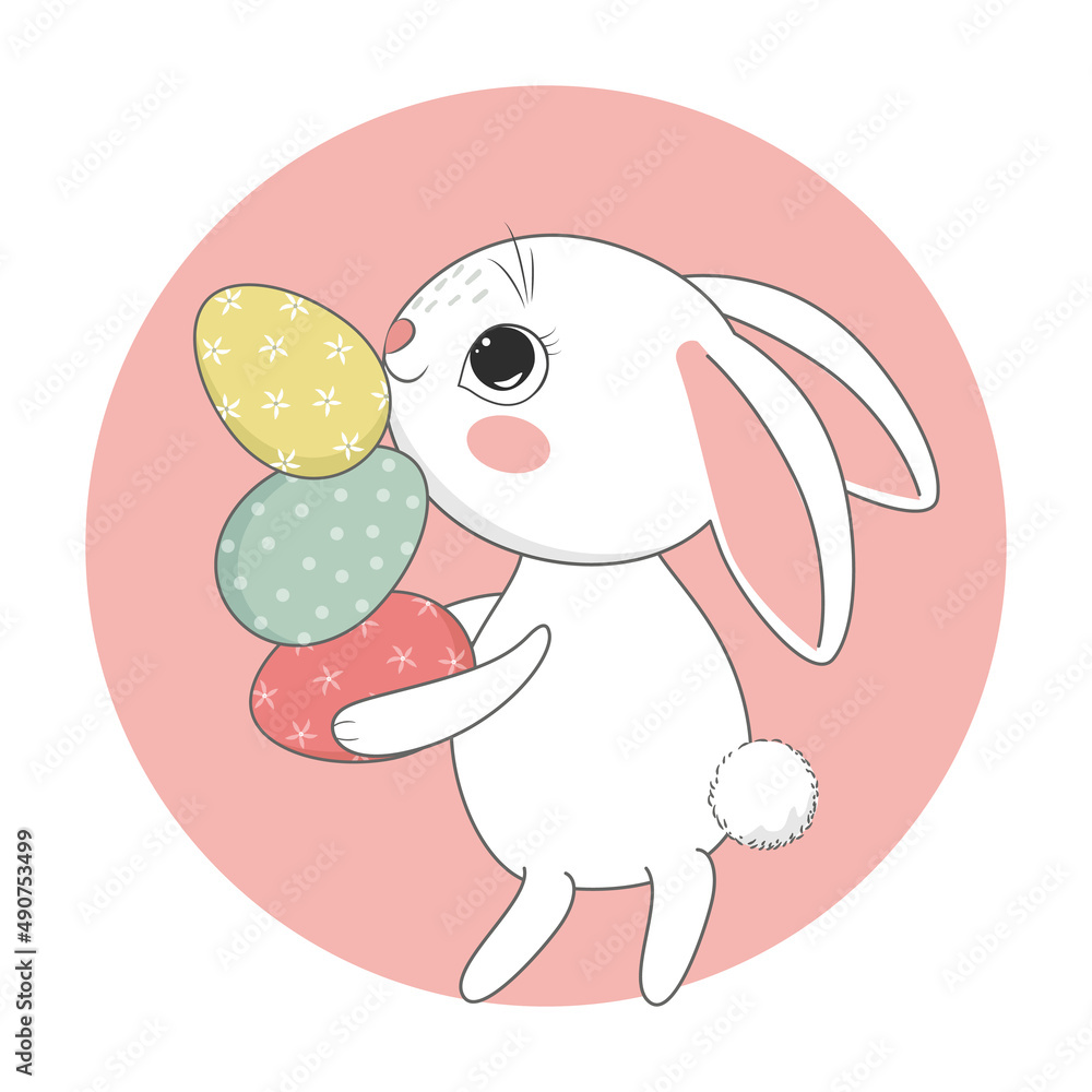 Cute easter bunny. Spring holiday. Vector illustration.