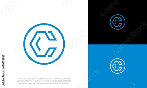 Initial C logo design. Innovative high tech logo template.
