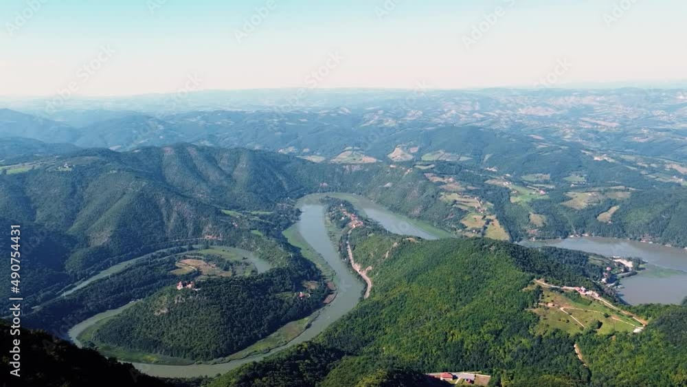 View of the meanders of rivers and villages in the distance 02 View of the meanders of rivers and villages in the distance 02