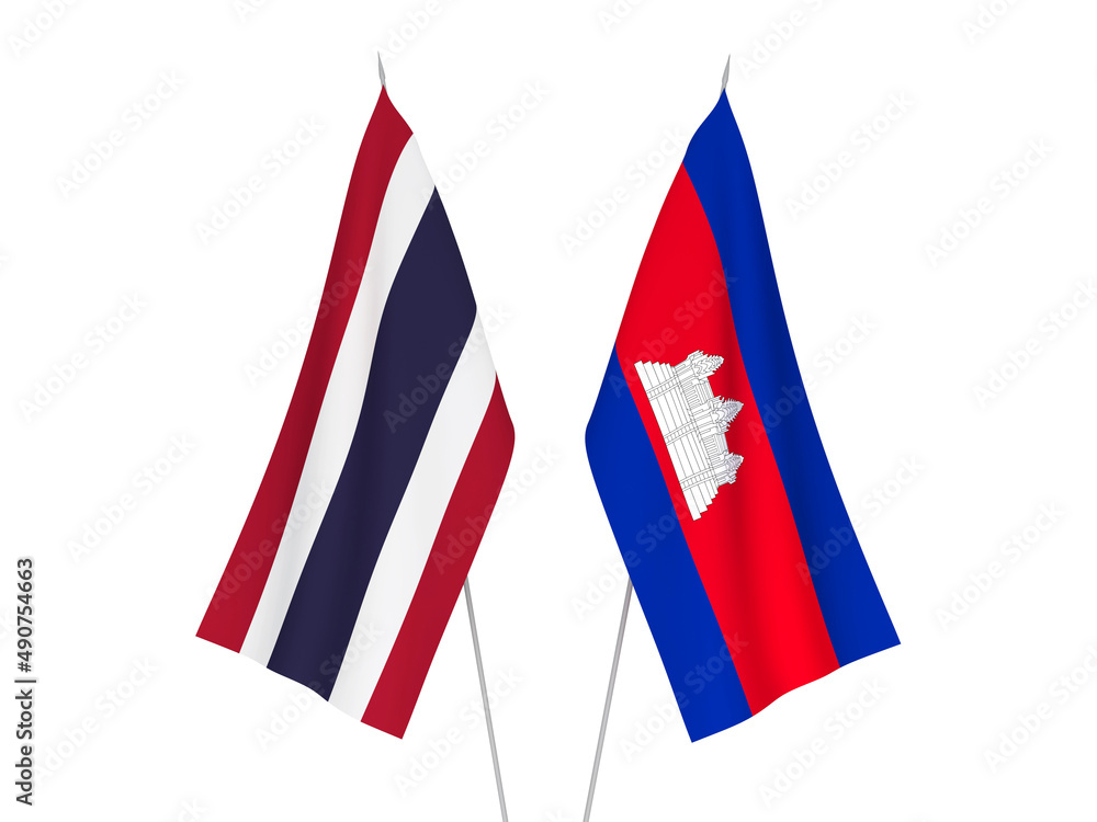 Thailand and Kingdom of Cambodia flags