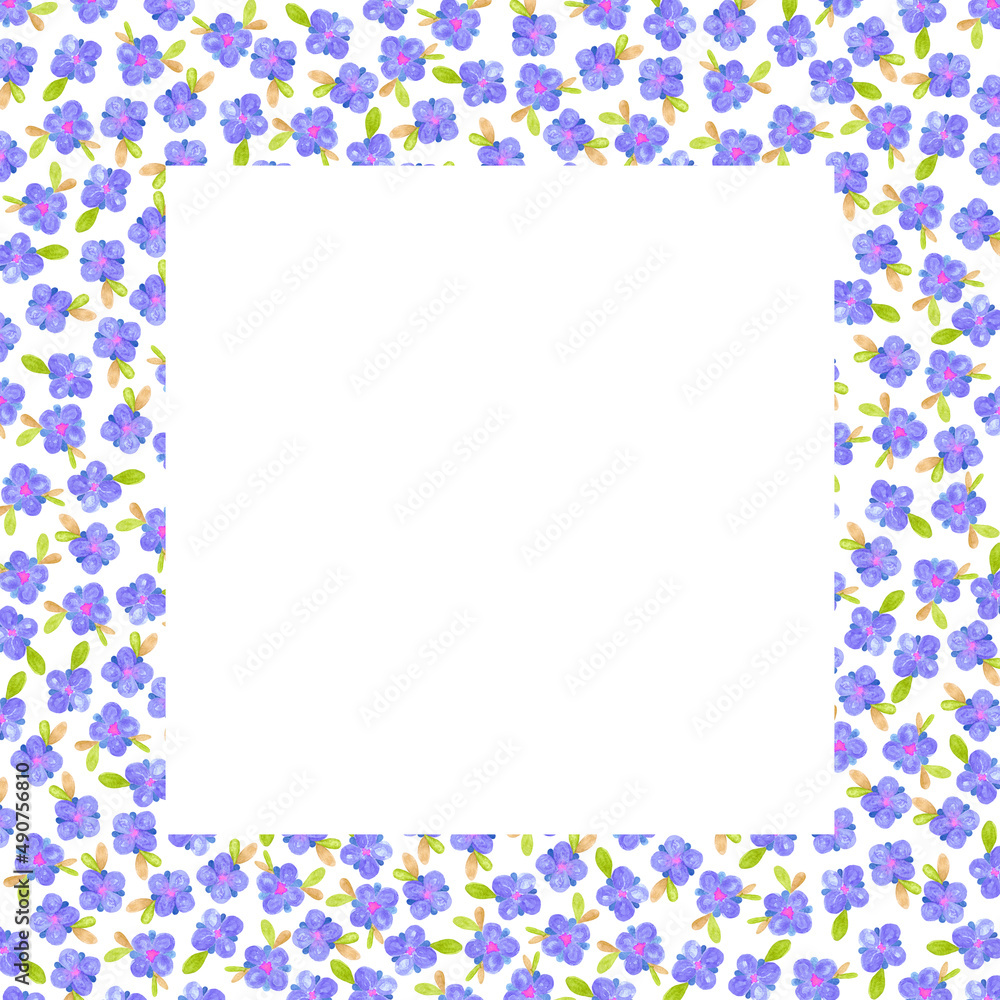 tiny purple flowers square frame
