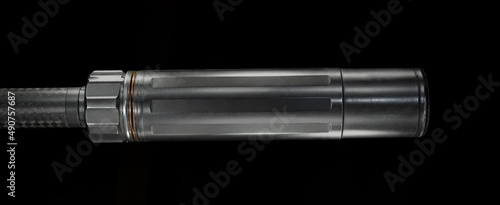 Obraz na płótnie Side view of a silencer on black w salonie