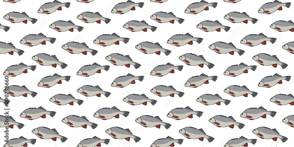 Fish seamless pattern. Flat vector illustration