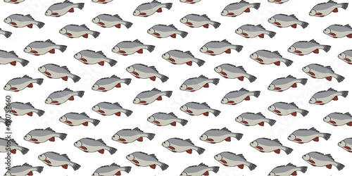 Fototapeta Naklejka Na Ścianę i Meble -  Fish seamless pattern. Flat vector illustration