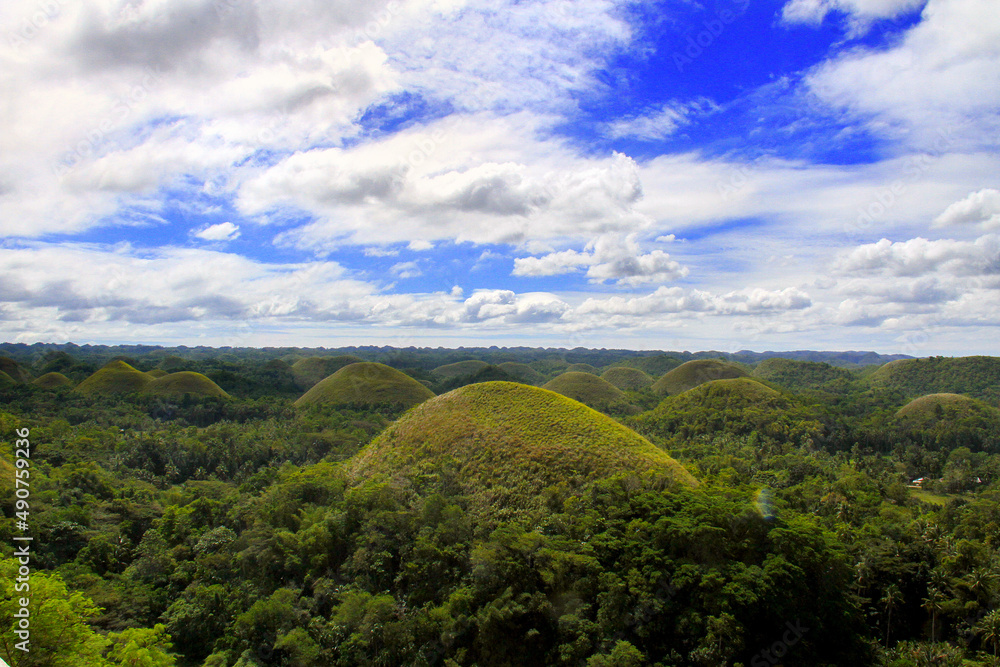 Chocolate Hills, unique geological formation in Bohol, Philippines.