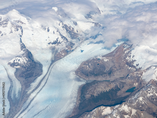 Fototapeta Naklejka Na Ścianę i Meble -  Dramatic aerial view of the glaciers of the Patagonia, Southern Chile