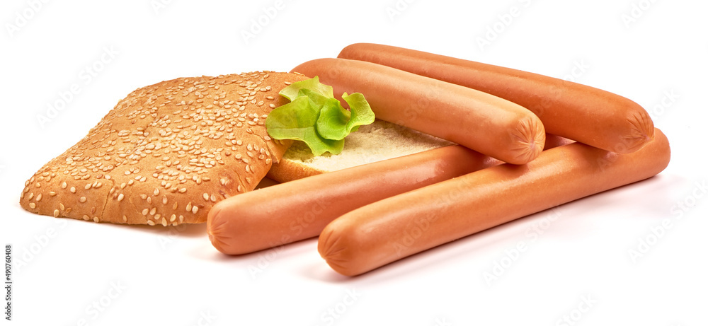Fresh boiled sausages, isolated on white background. Fresh boiled sausages, isolated on white background.