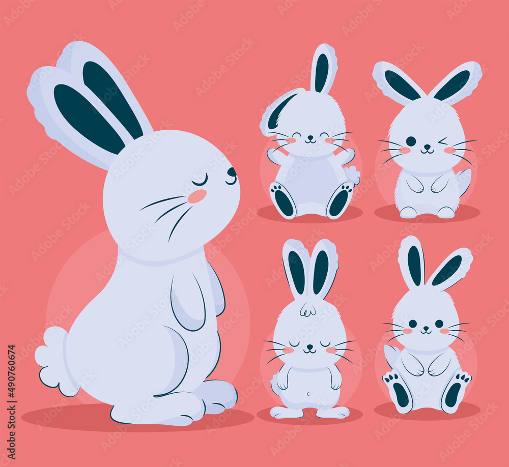 Fototapeta premium five blue bunnies