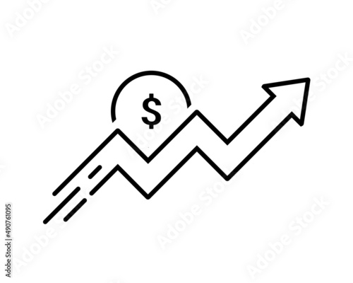 Dollar money increase icon. Vector illustration