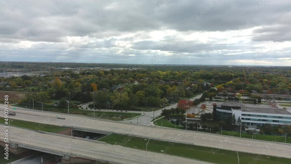 Aerial View of a Corporate Office Building and it Suburban Landscape Surroundings Aerial View of a Corporate Office Building and it Suburban Landscape Surroundings