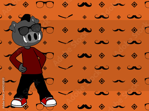 young teen boar cartoon hipster style background illustration in vector format