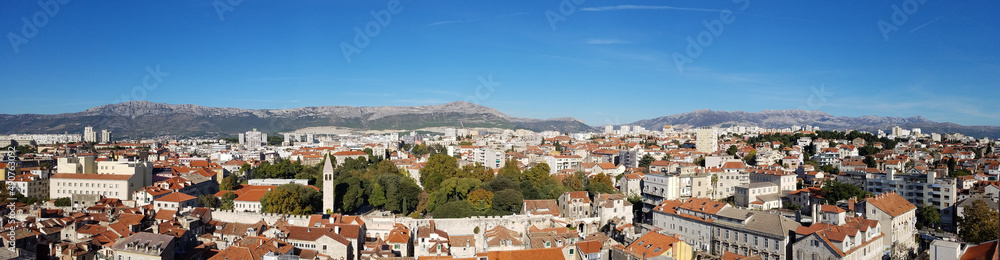 Panoramic cityscape view of Split Croatia