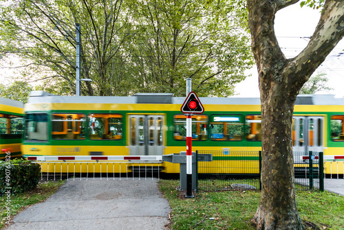 Obraz na plátně Rural level crossing on a railway