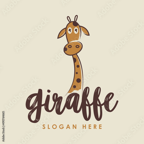 Giraffe Logo Design Concept Vector. Long-Necked Wild Animal Logo