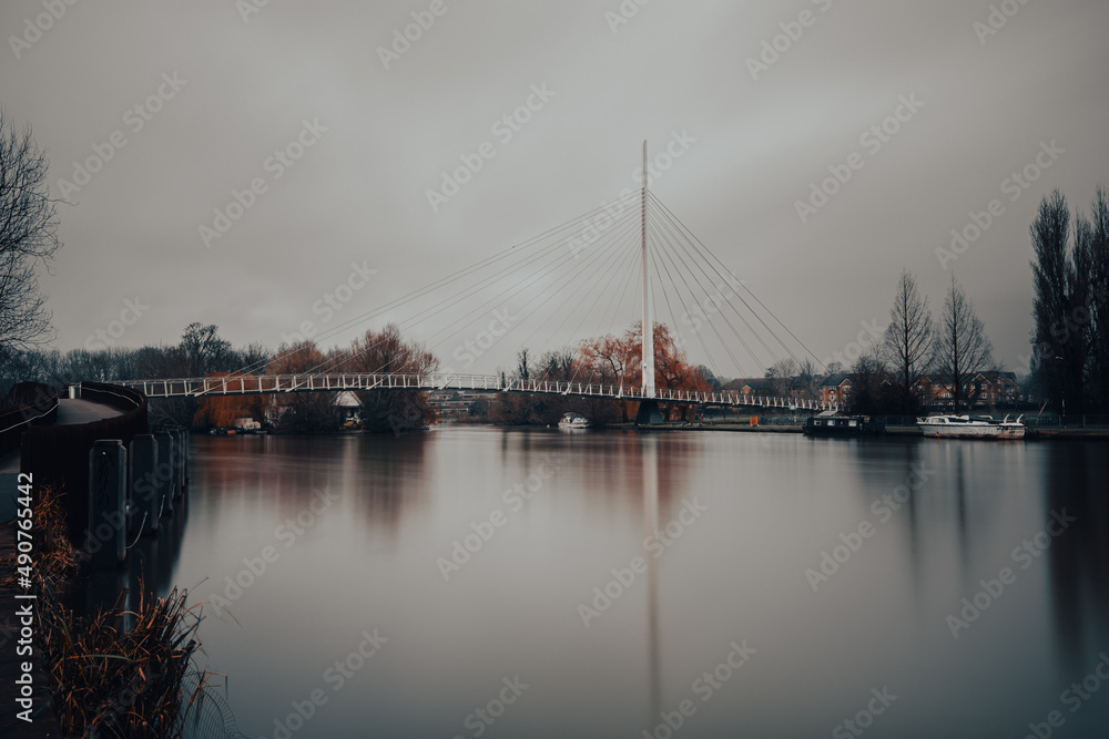 The beautiful landscape view of the Thames river in Reading in England.City landscape background