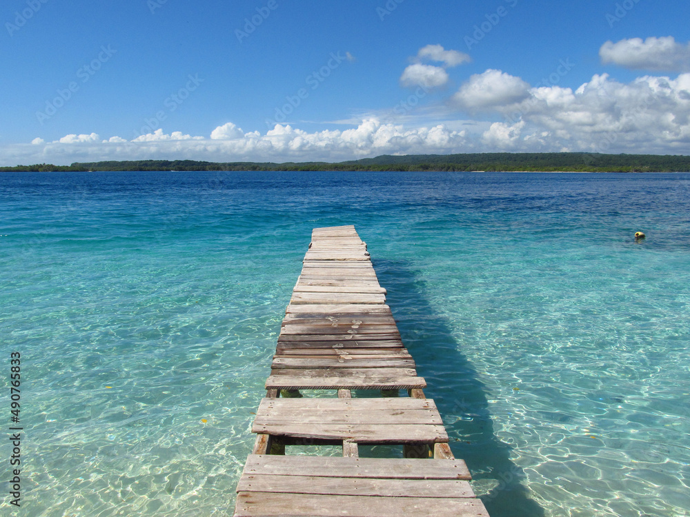 Obraz premium Wooden dock on a Caribbean beach