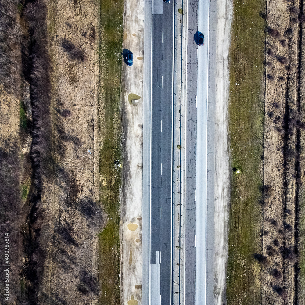 top down on a highway with a drone top down on a highway with a drone