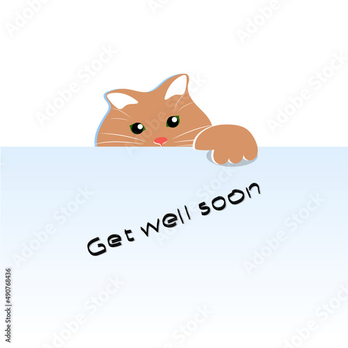 Postcard with a cat: Get well soon!