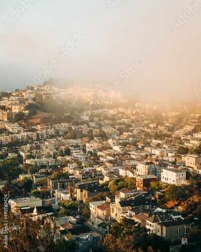 Misty view from Corona Heights Park, in San Francisco, California