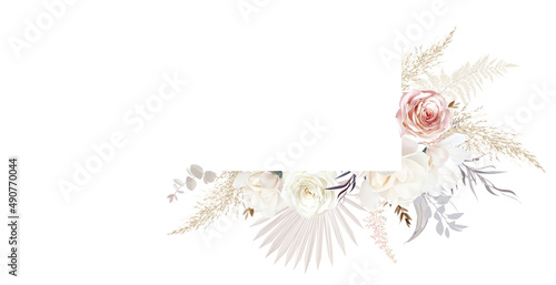 Luxurious beige and pink trendy vector design banner frame
