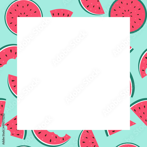 Summer Sale concept Background. Watermelons. Illustration . Square Template f...