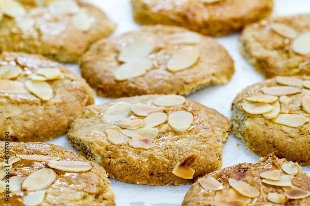 Home baked cookies with almonds