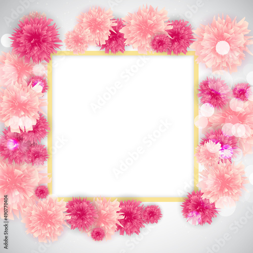Cute Background with Frame and Flowers Collection Set. Illustration . Square ...