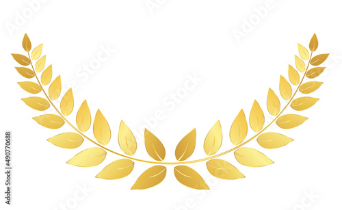 Golden Laurel wreath isolated on white background. Illustration