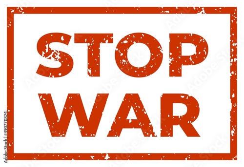 Stop War Sign Stamp Retro Letter Text Grunge Style Vector Background Illustration