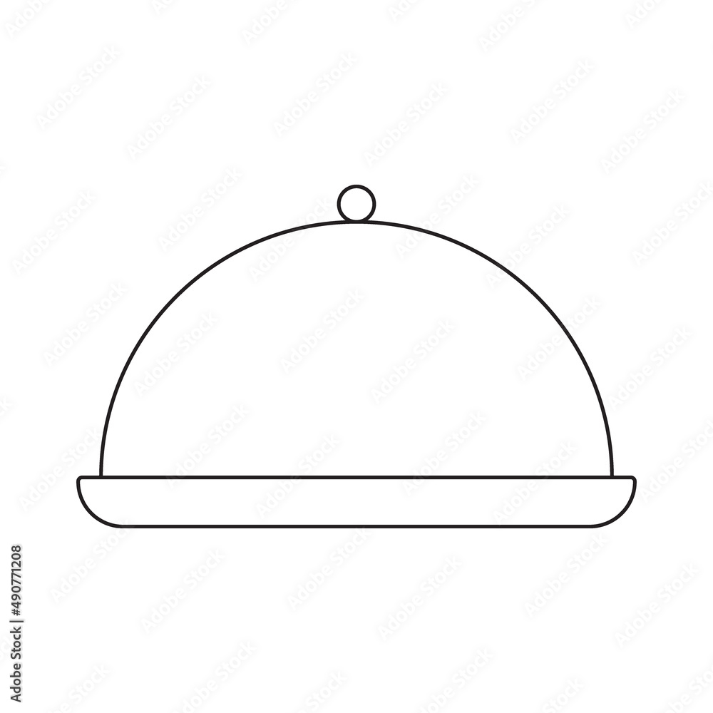 Simple tray with lid for serving food icon in trendy line style isolated on white background for web apps and mobile concept. Illustration Simple tray with lid for serving food icon in trendy line style isolated on white background for web apps and mobile concept. Illustration