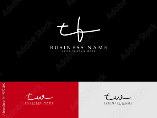 Handwritten TF t&f Abstract initial logo, Signature tf Logo for brush cosmetics nature boutique floral business photo