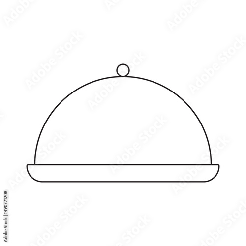 Simple tray with lid for serving food icon in trendy line style isolated on w...