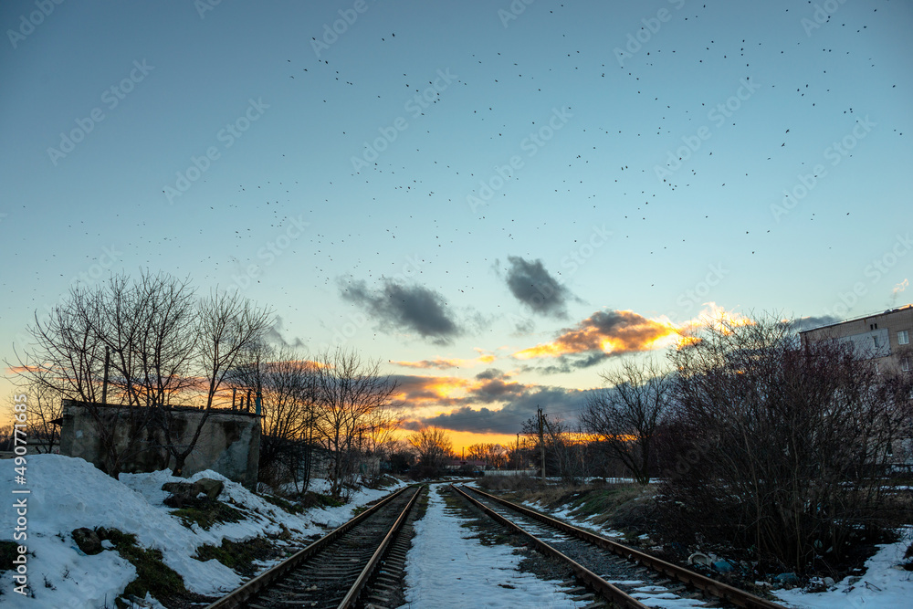 railway in the winter railway in the winter