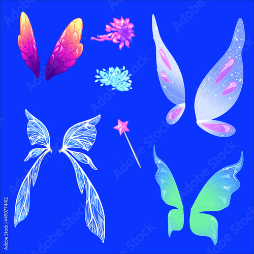 Set of beautiful fairy wings vector.