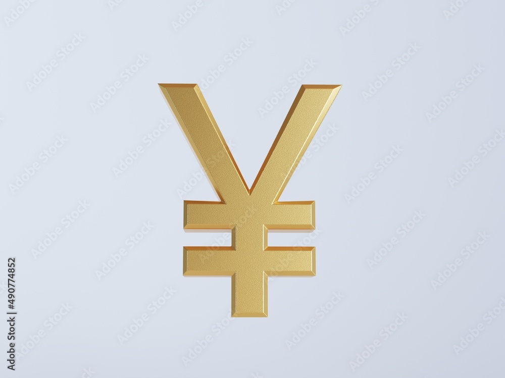 Obraz premium Currency golden signs.Yen 3D render