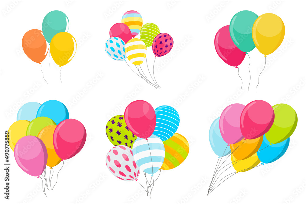 Fototapeta premium Set of Simple holiday balloon isolated on white background. Illustration