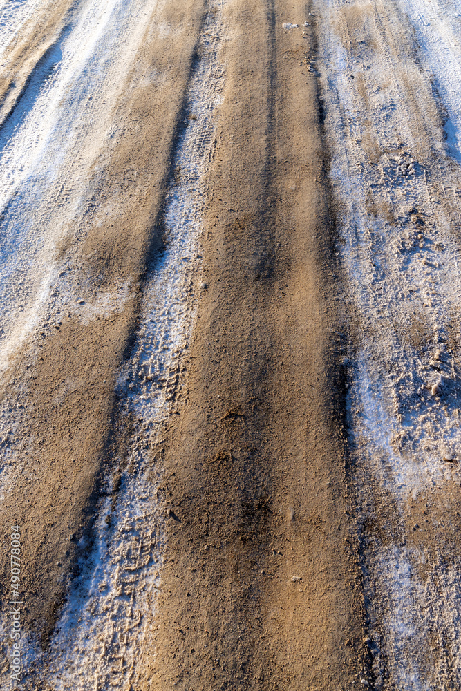 dangerous road in winter after snowfall, dangerous road in winter after snowfall,