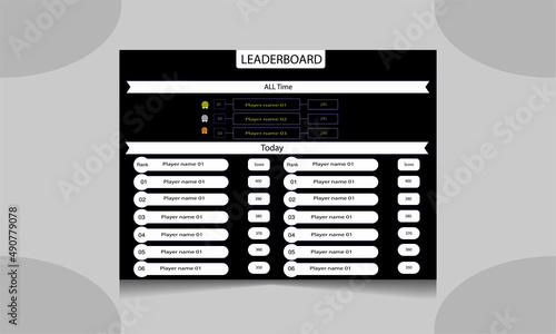 Game leaderboard with abstract background