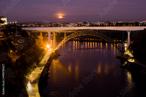 The Maria Pia Bridge from Gustave Eiffel and the São João Bridge - Porto - Portugal