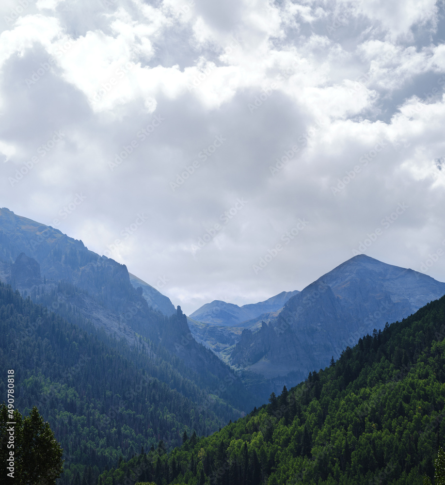 Moody mountain pass with angry skies in Telluride, Colorado