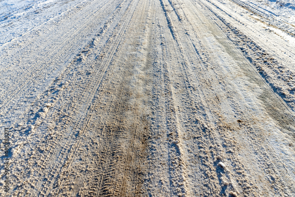 dangerous road in winter after snowfall, dangerous road in winter after snowfall,
