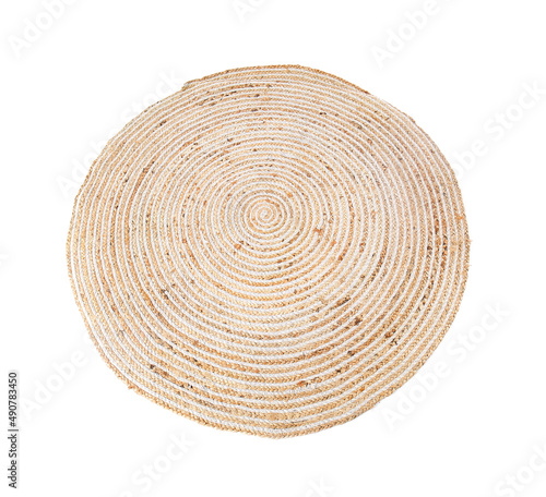 Modern wicker carpet on white background