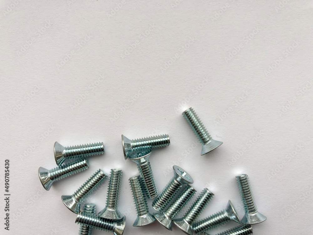 Chrome Bolts on a white background Chrome Bolts on a white background