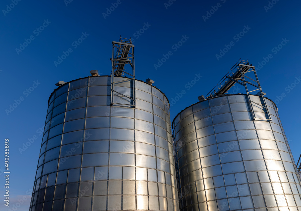 modern metal silo of large size