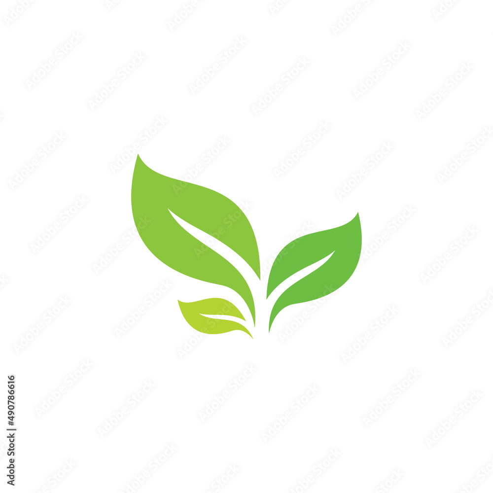 Hand and leaf  sun logo vector template.